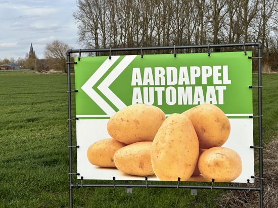 Dubbelzijdig spandoek aardappelautomaat